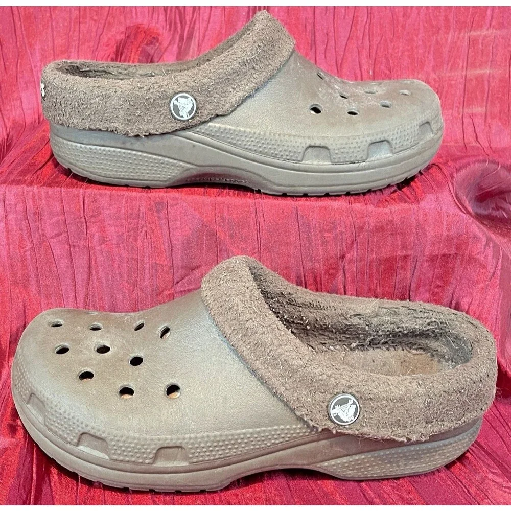 Crocs Dual Crocs Comfort Lined Brown Slip-On Clog sz 6/8
